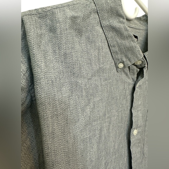 RVCA Mens Slim Fit Gray blue Long Sleeve Chest Pocket Button Up Shirt - Picture 3 of 5